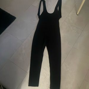 Black jumpsuit anti-cellulite/ very stretchable open back